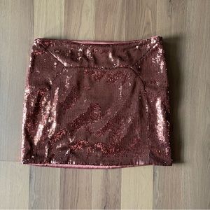 Diane von Furstenberg Copper Sequin Mini Skirt